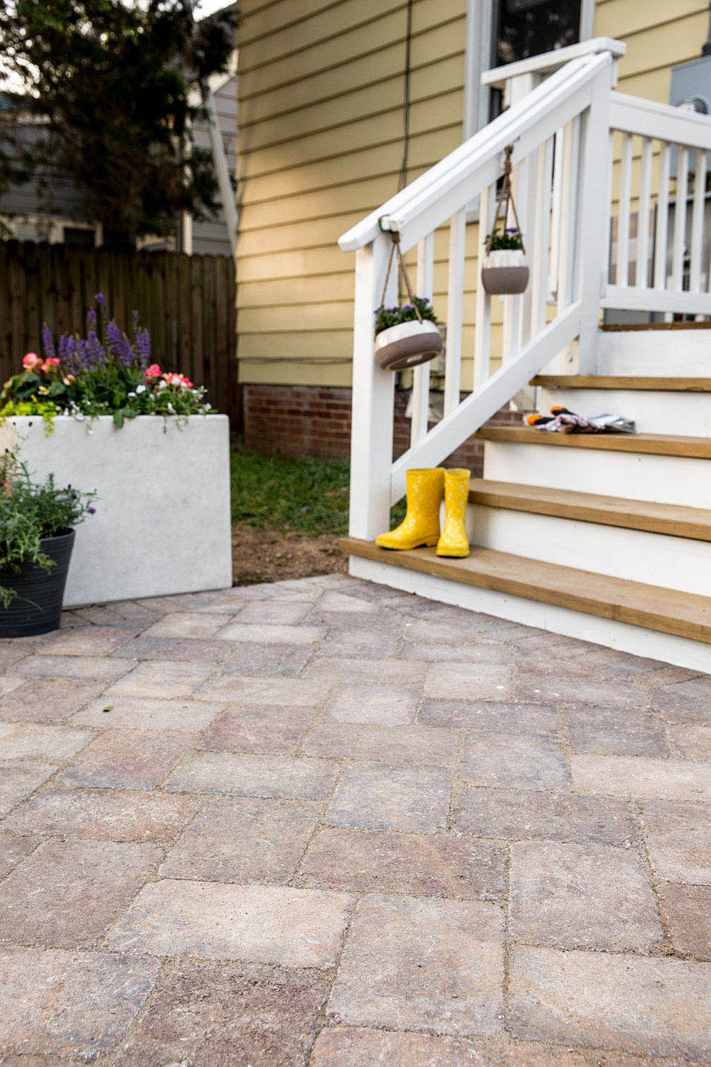 Patio pavers set in front of stairs