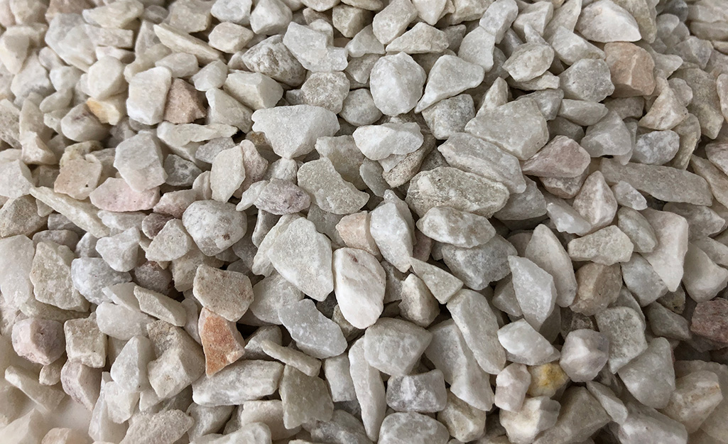 Crushed gravel spread on the ground.