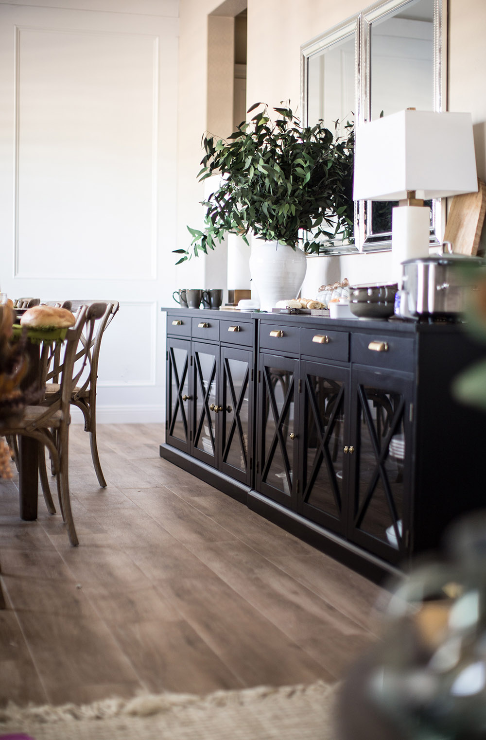A wall with double buffets to make it one long buffet. A wall with double buffets to make it one long buffet.