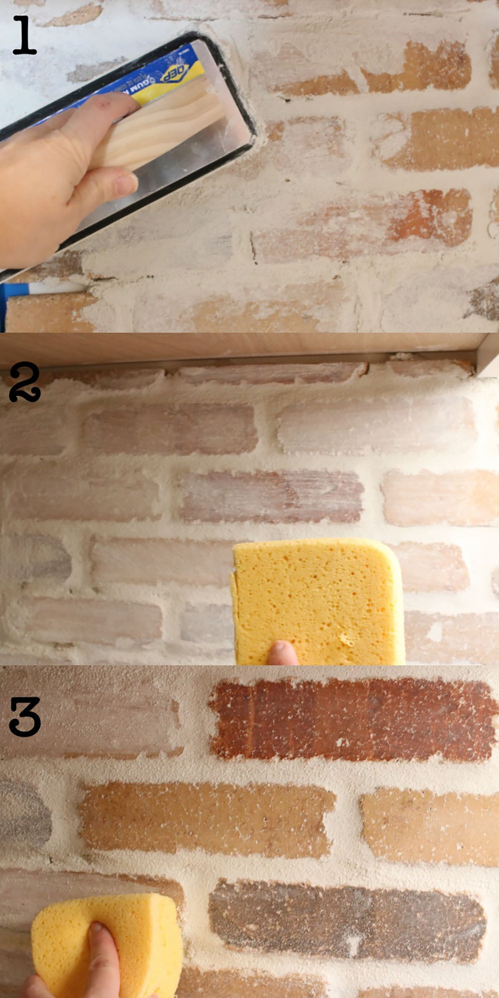 A three step technique for adding German schmear to brick.