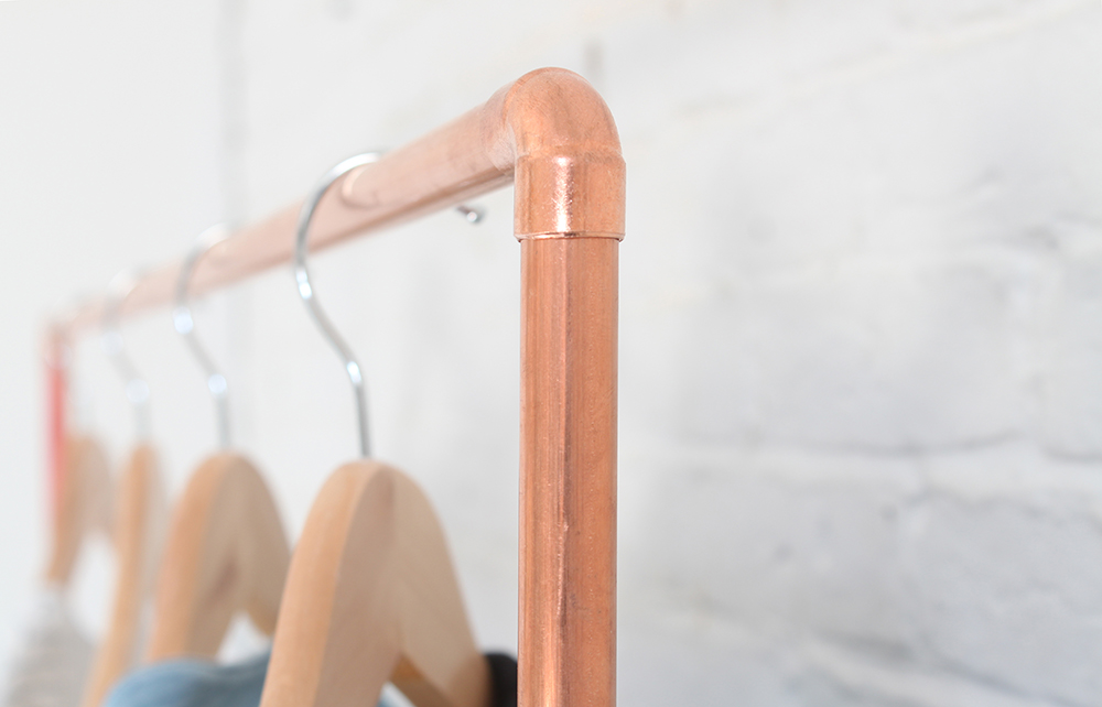 Hanging Copper Pipe Clothing Rack DIY - A Beautiful Mess