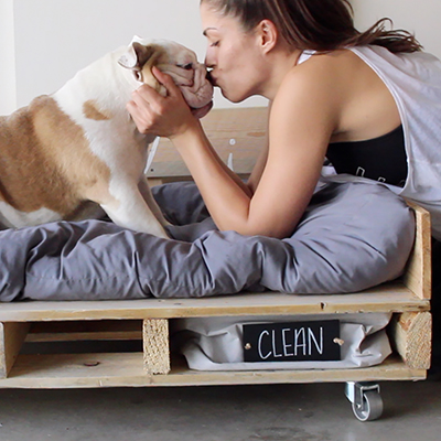 DIY Pallet Dog Bed on Casters