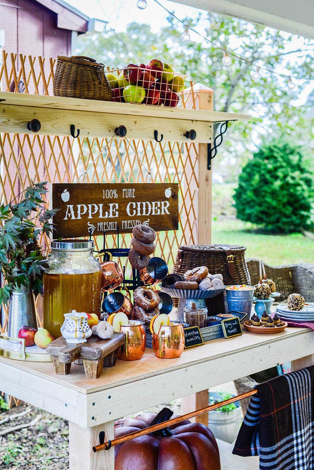 DIY Potting Bench + Apple Cider Bar