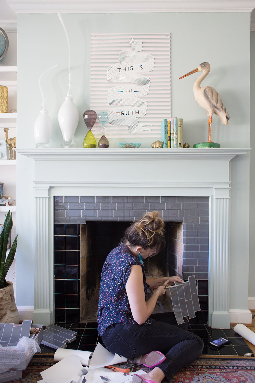 Diy Tile Fireplace Makeover, How To Redo Tile Around Fireplace