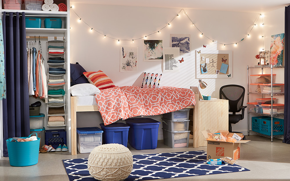 dorm room under bed storage