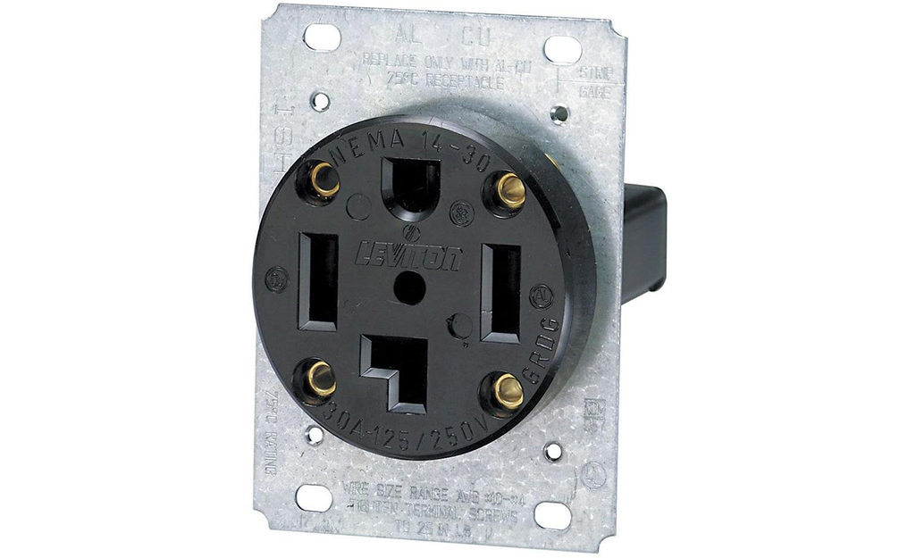 A 50-amp receptacle against a white background.