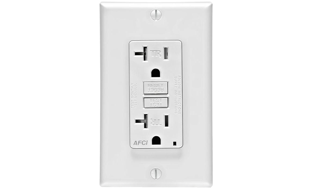 An AFCI outlet against a white background.