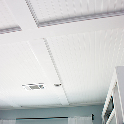 Faux Coffered Ceiling Using Beadboard and Moulding