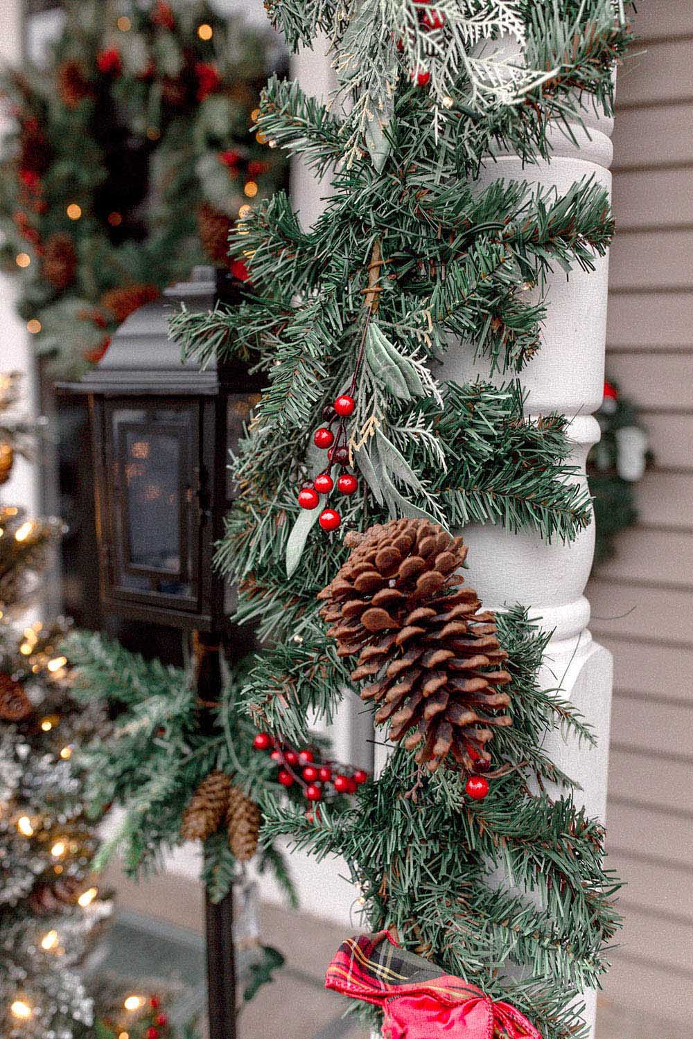 Christmas garland and pine cone