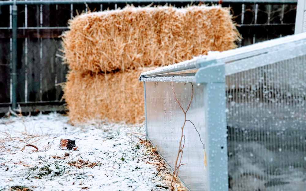 Cold garden frame in the snow. 