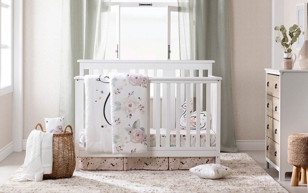 black crib girl nursery