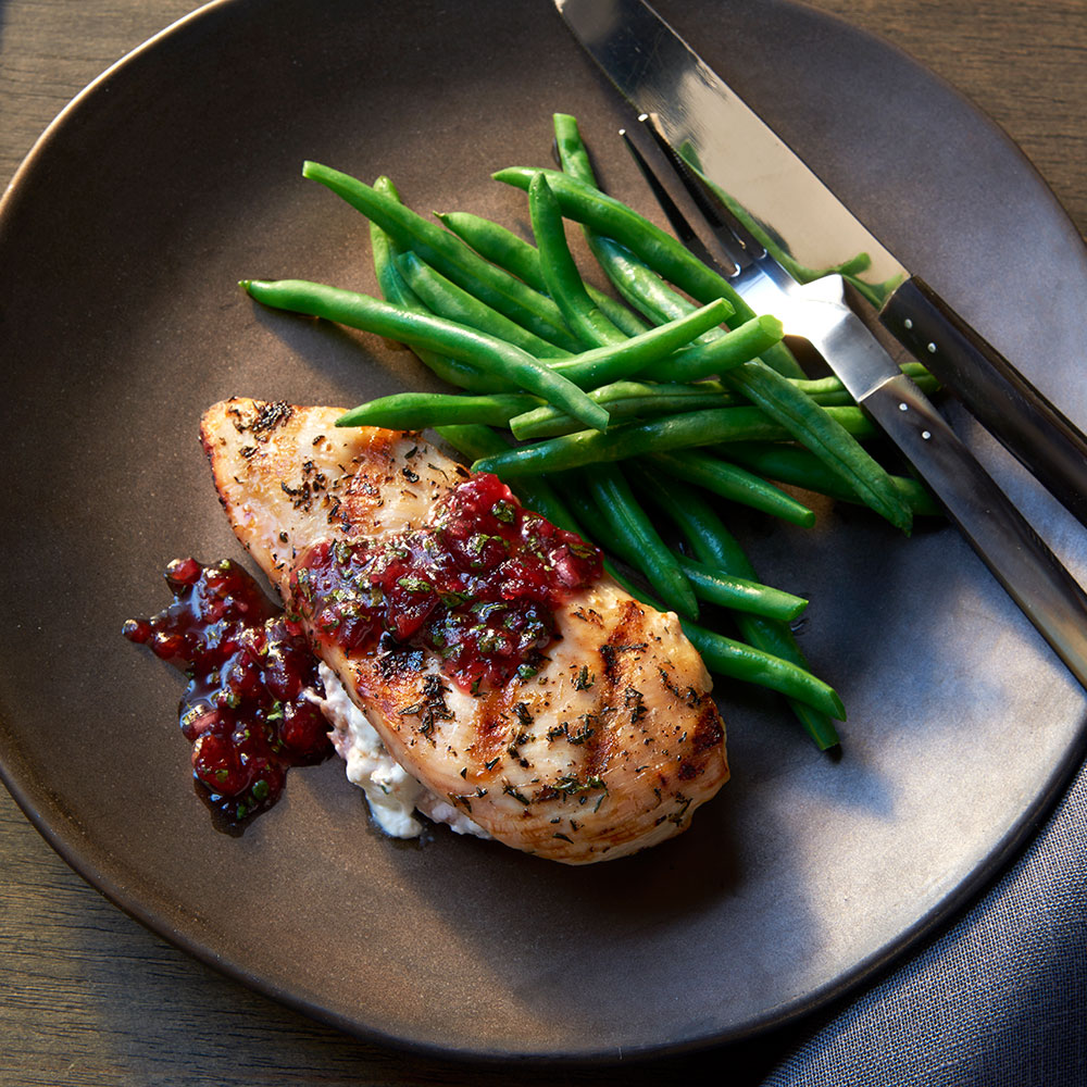 Goat Cheese Stuffed Chicken Breasts with Cranberry Salsa Recipe - The