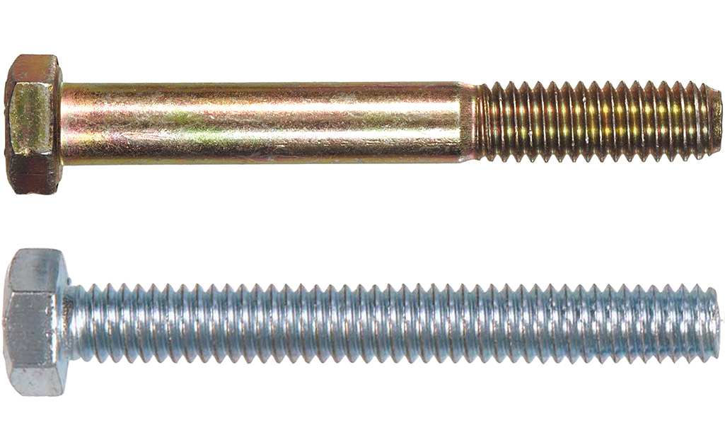 Two types of bolts on a white background.