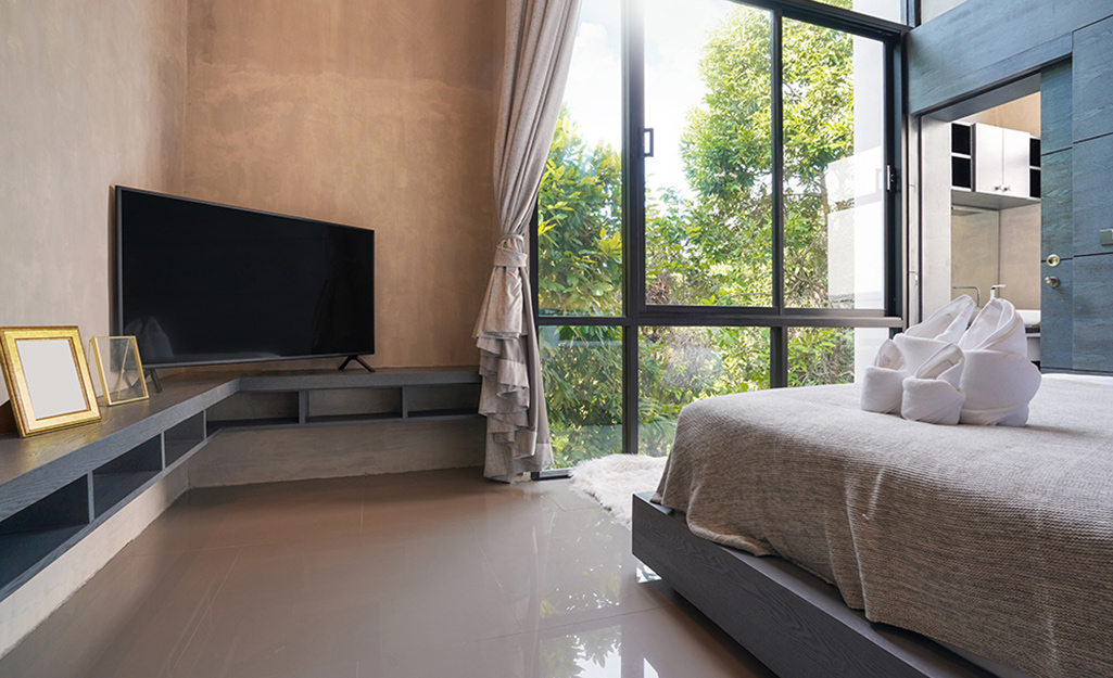 Guest bedroom with a television