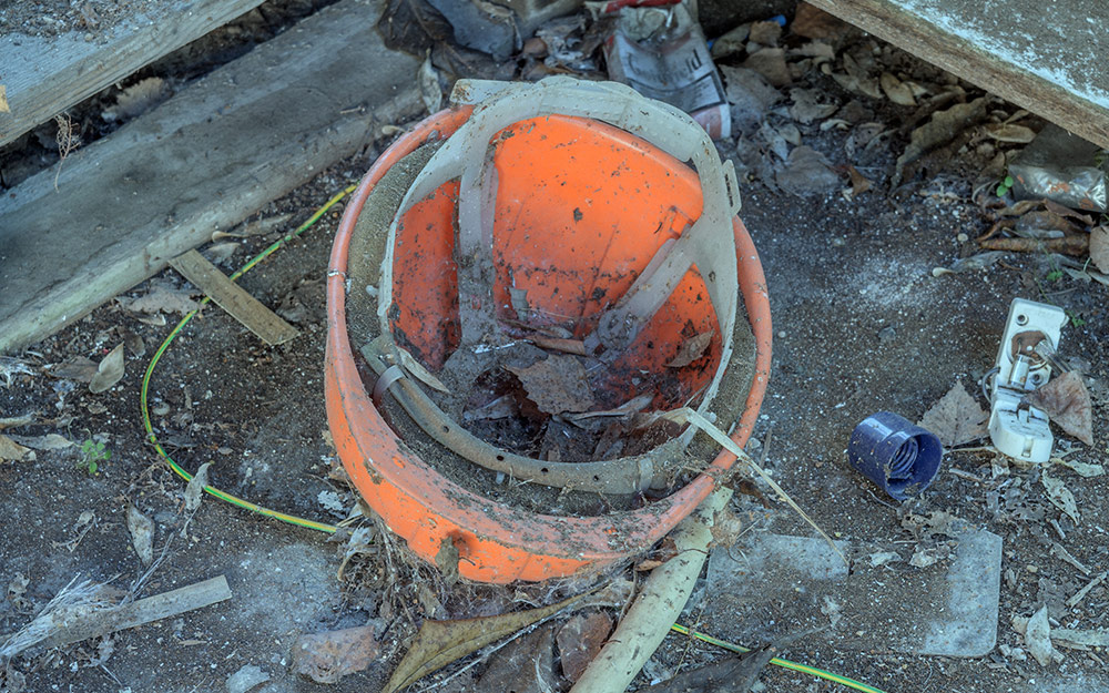 a dirty and expired hard hat a dirty and expired hard hat