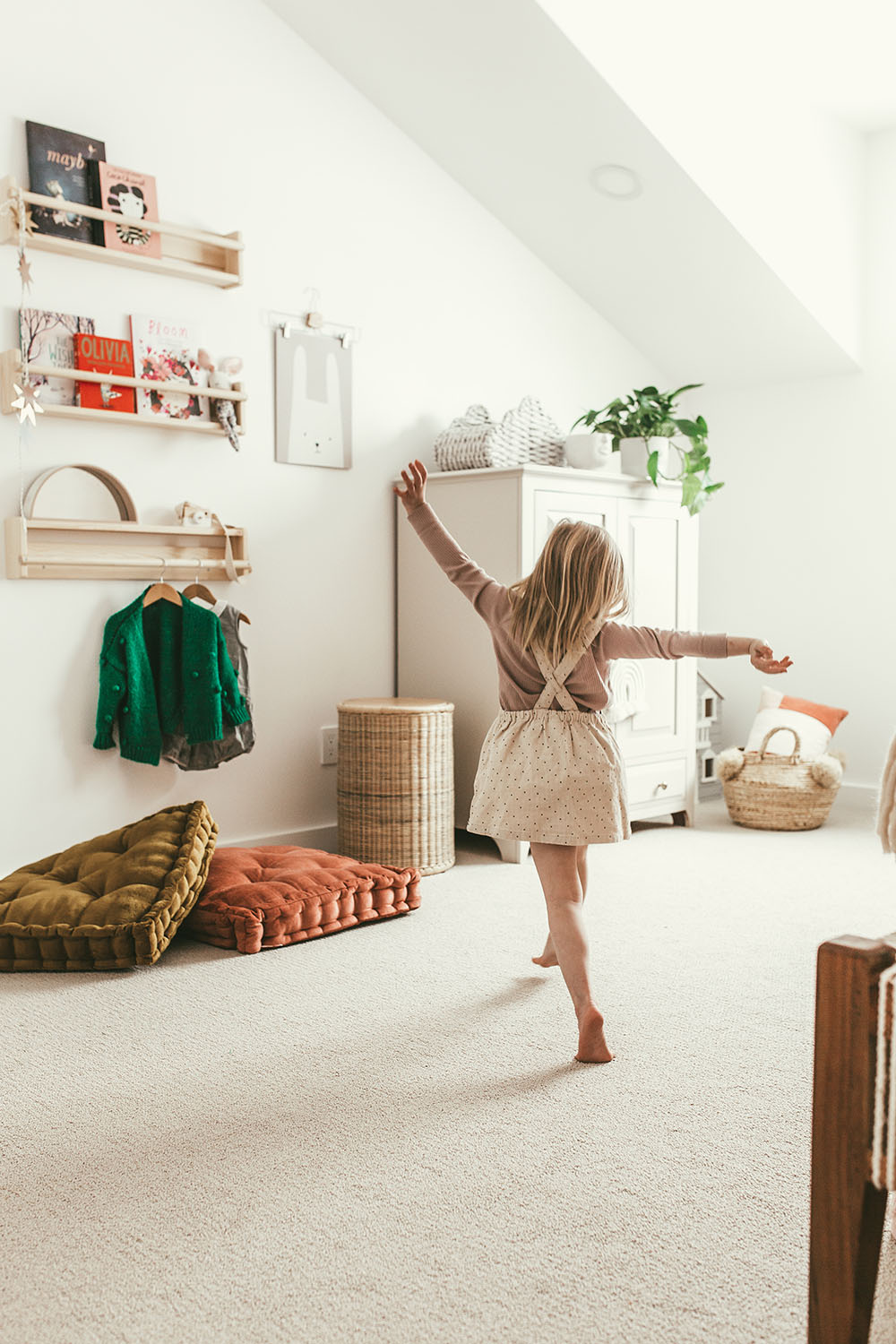 A person dancing in bedroom