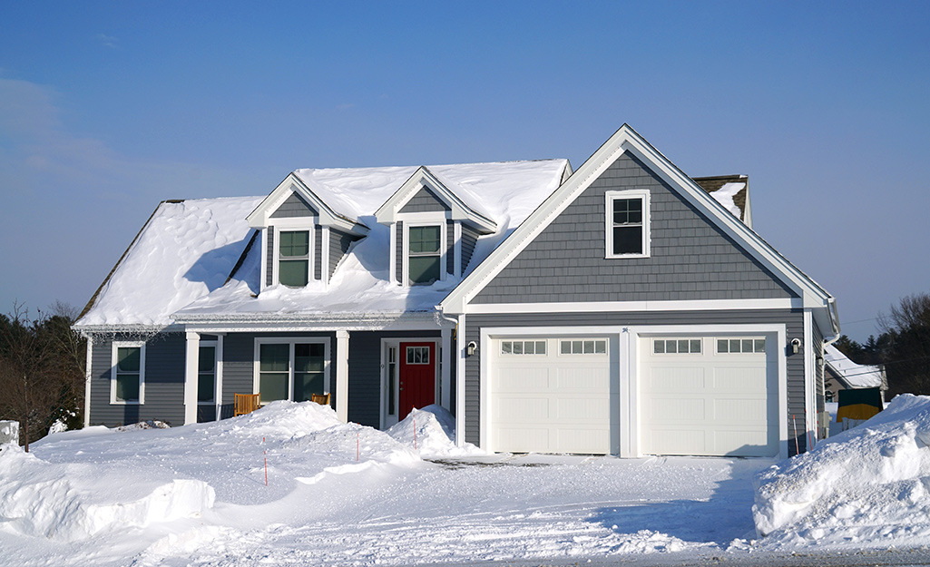 A house covered in snow.