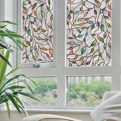 17.7x78.7 VELIMAX Static Cling Stained Glass Window Film Privacy Window Sticker Decorative Window Tint Colored Removable Sun Blocking 