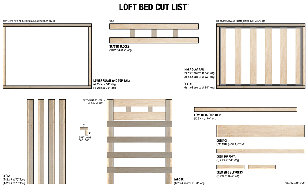 How To Build A Loft Bed, How To Make A Full Size Loft Bed With Stairs