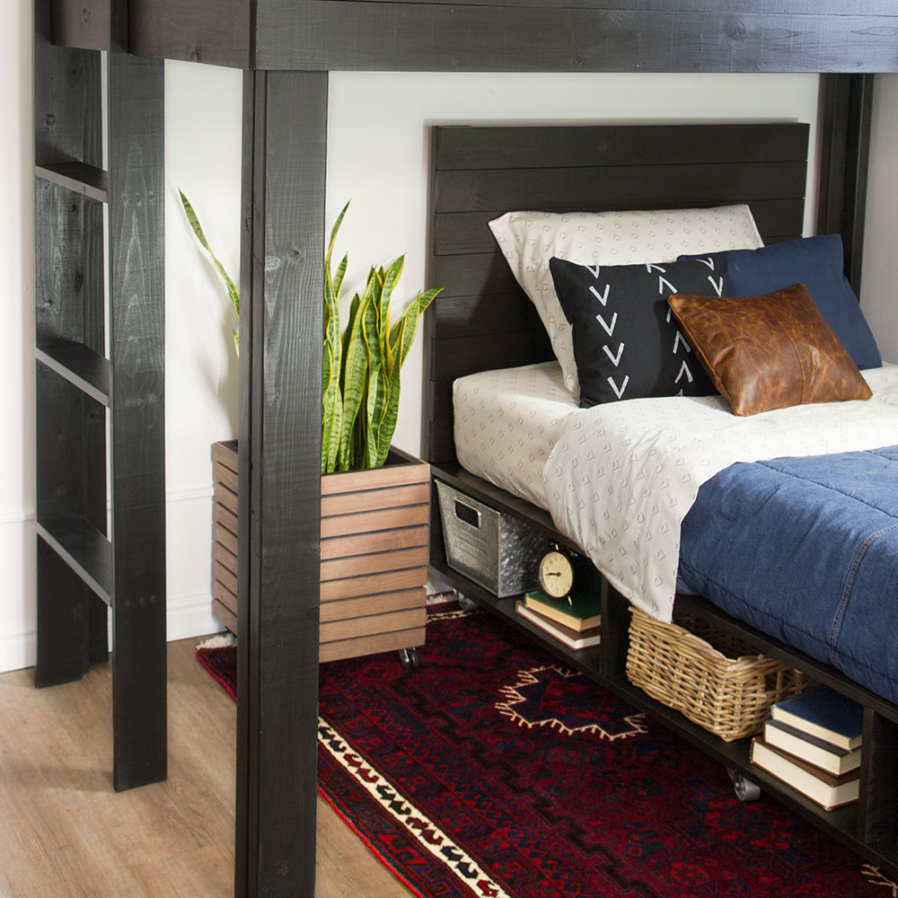 How To Build A Modern Bed With Storage, Loft Bed With Storage Underneath Plans