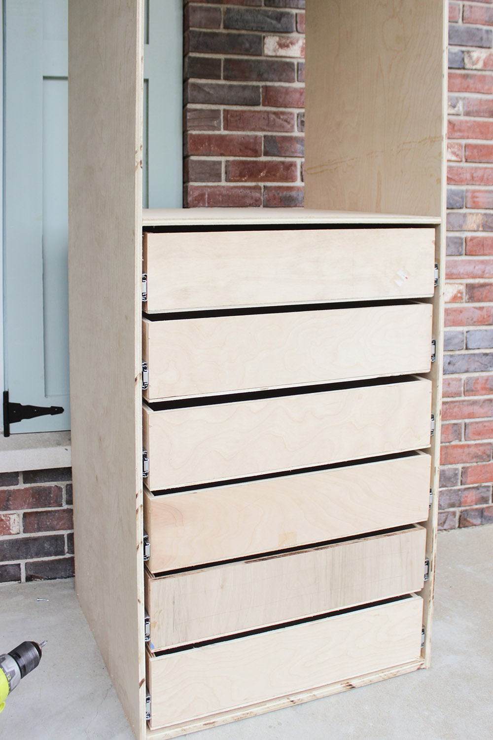 Wooden closet organizer with drawers 
