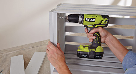 Attach legs - Build Wooden Crate Storage Bench Attach legs - Build Wooden Crate Storage Bench