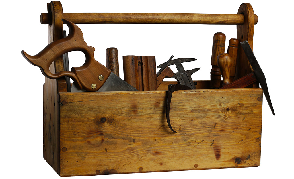A wooden toolbox.