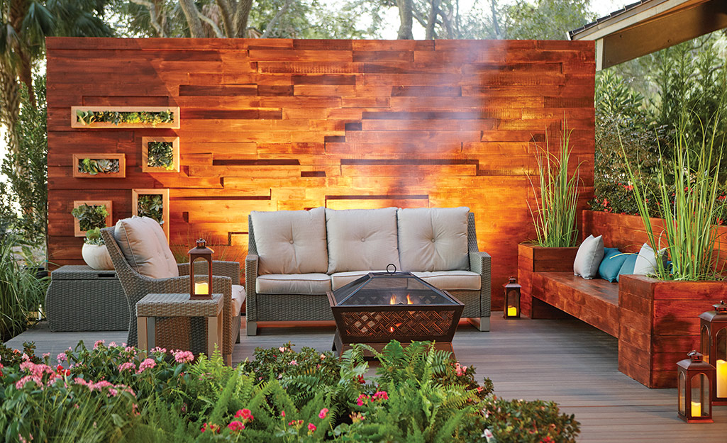 A privacy wall for a back yard deck.