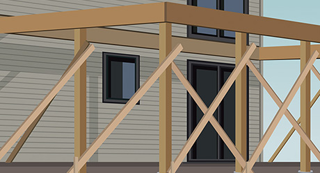 Illustration showing beams on top of posts Illustration showing beams on top of posts