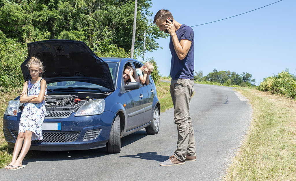 The owner of a disabled vehicle calls roadside assistance for help.