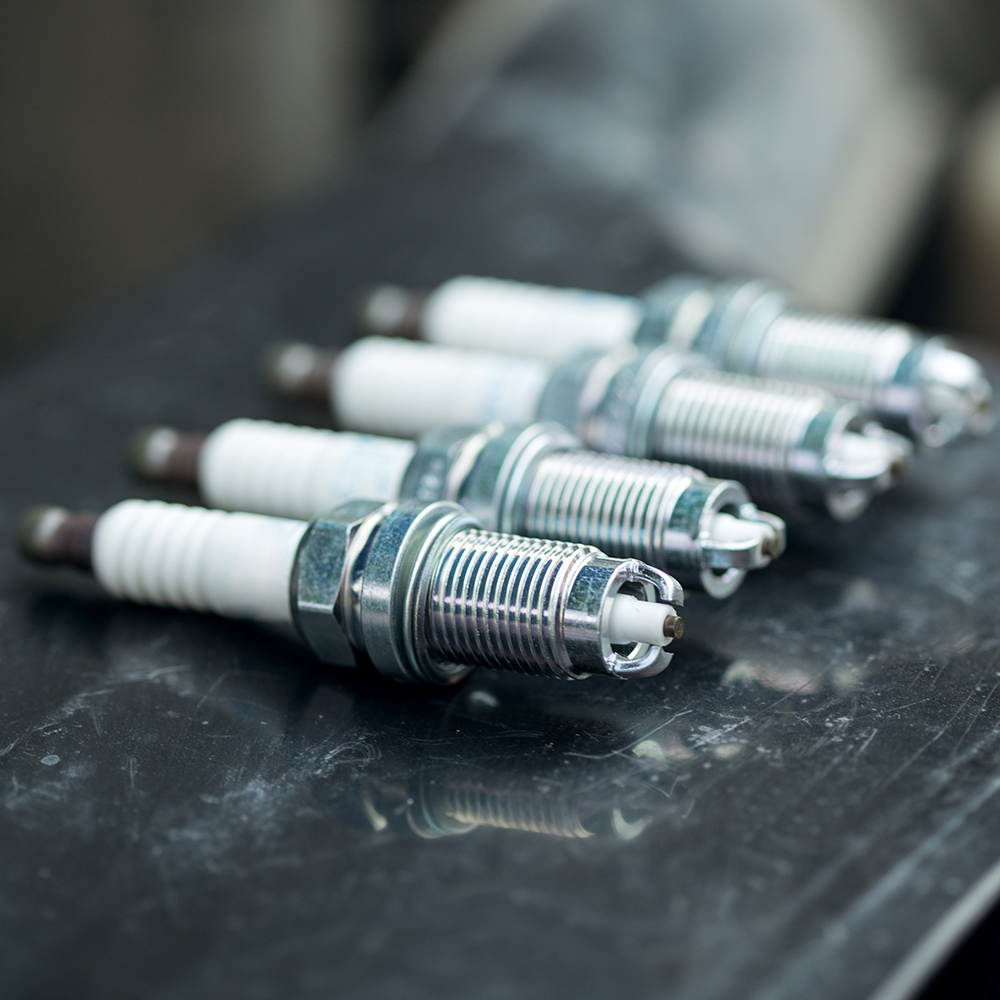 A close up of spark plugs