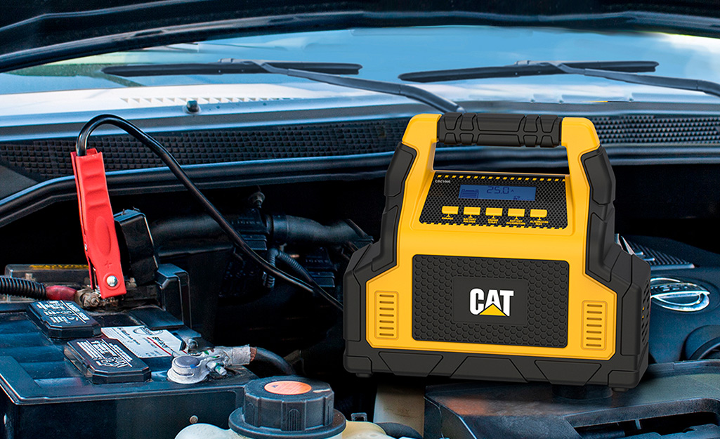 A car battery charger in use.