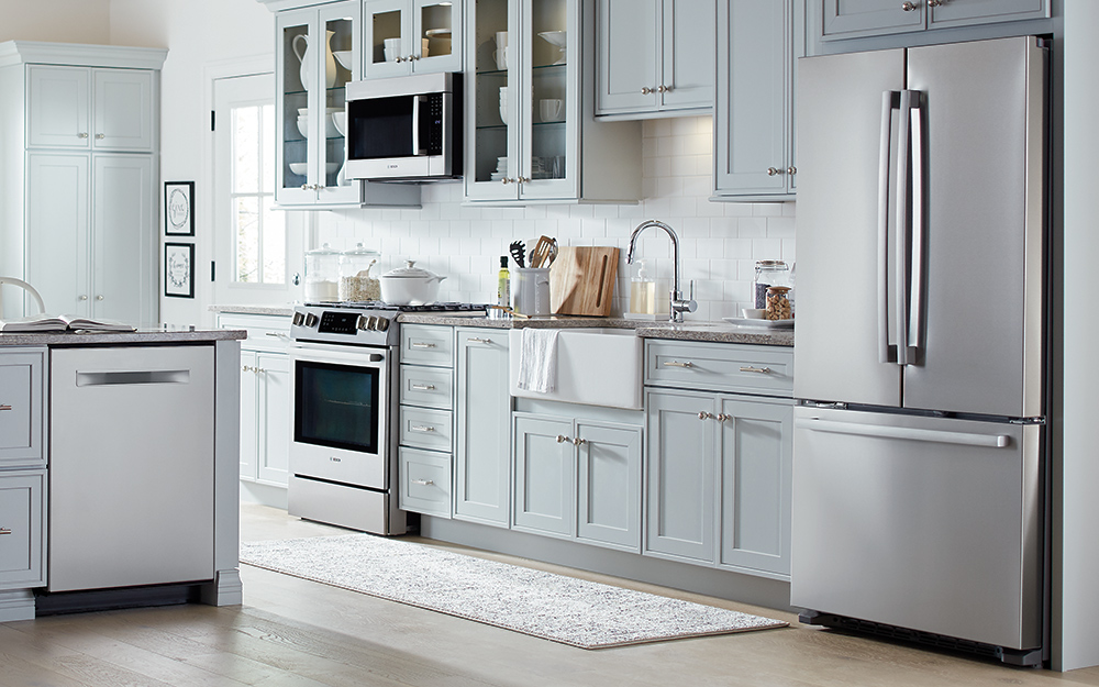 Counter depth refrigerators fit flush with cabinets and countertops.