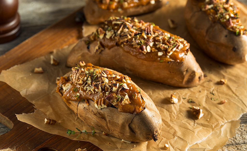 Sweet potatoes with pecans.