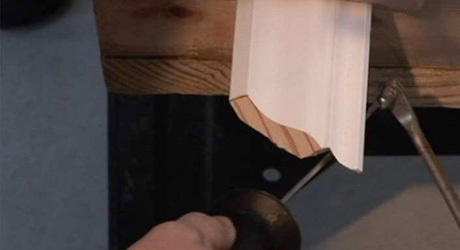 Cut out the fillet - Cutting Cope Crown Moulding Cut out the fillet - Cutting Cope Crown Moulding