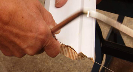 Cut along S-curve - Cutting Cope Crown Moulding Cut along S-curve - Cutting Cope Crown Moulding