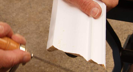 Cut flat along moulding - Cutting Cope Crown Moulding Cut flat along moulding - Cutting Cope Crown Moulding