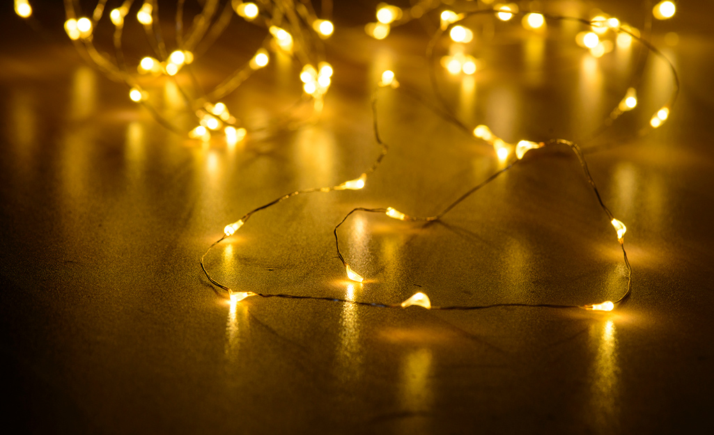 Fairy lights to be used for Christmas decor.