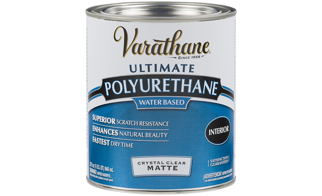 A can of polyurethane on a white background.