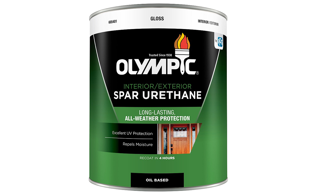 A can of spar urethane sits on a white background.
