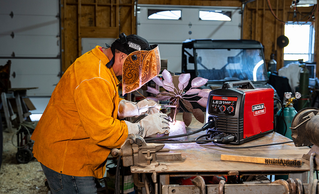 A welder in a workshop