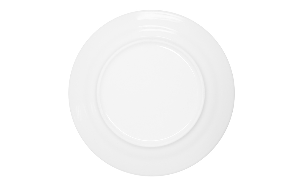 The clean, dust-free back of a decorative plate.