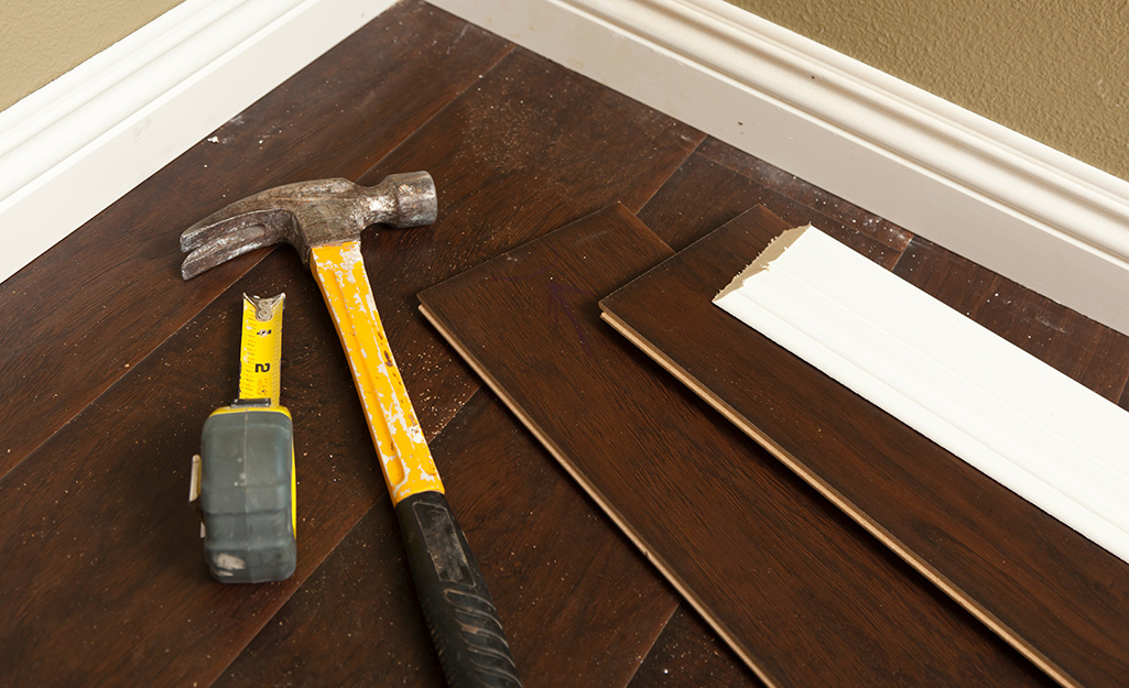 Tools and material for baseboard installation