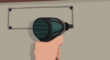 Cut inside drill locator hole - Install Range Hood Cut inside drill locator hole - Install Range Hood