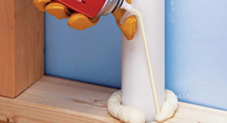 Apply expanding foam Apply expanding foam