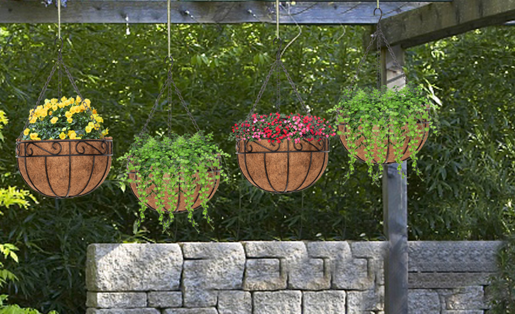 Hanging baskets on a porch