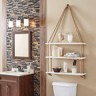 Wood-plastic Kitchen Bathroom Home Shelf Wall Rack Storage Holder Free Standing 
