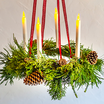 How to Make a Holiday Evergreen Chandelier