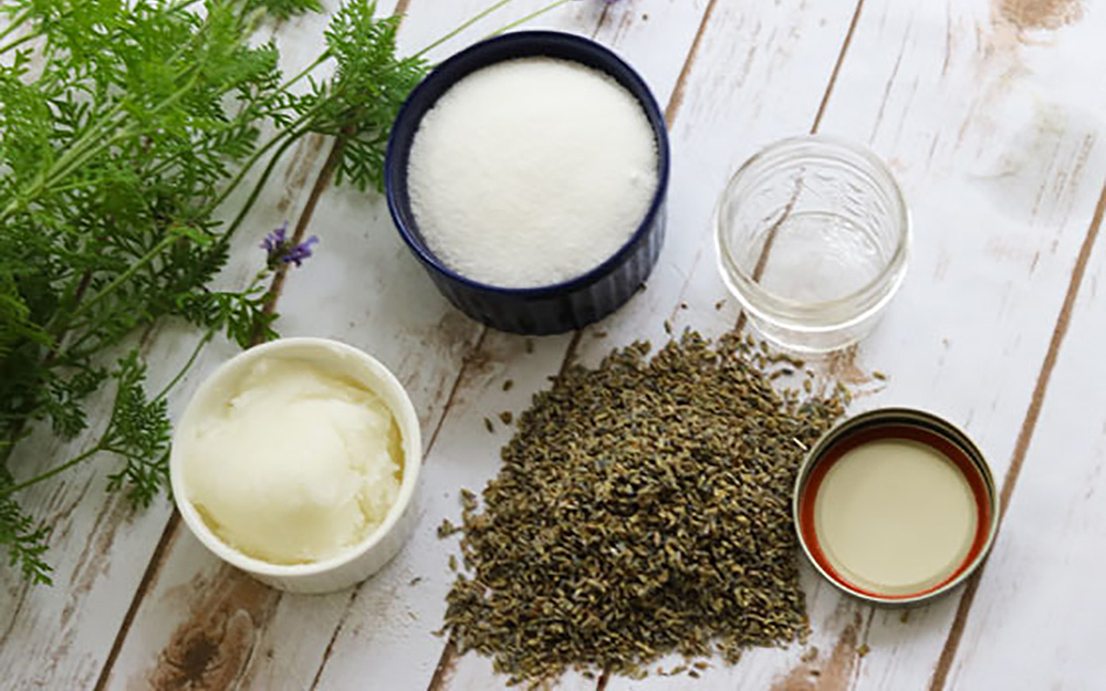 Ingredients for lavender sugar scrub