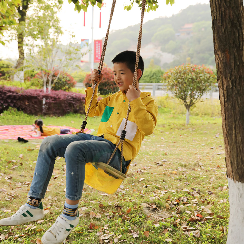 Children Climbing Rope Knotted Tree Swing Ladder and Swing Seat/Safety Buckle Included Backyard Tree Swing with Platform Qianduo Rope Climbing Swing